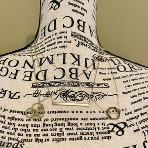 Three Gold Necklaces w/Individual Charms, Sold as a Set